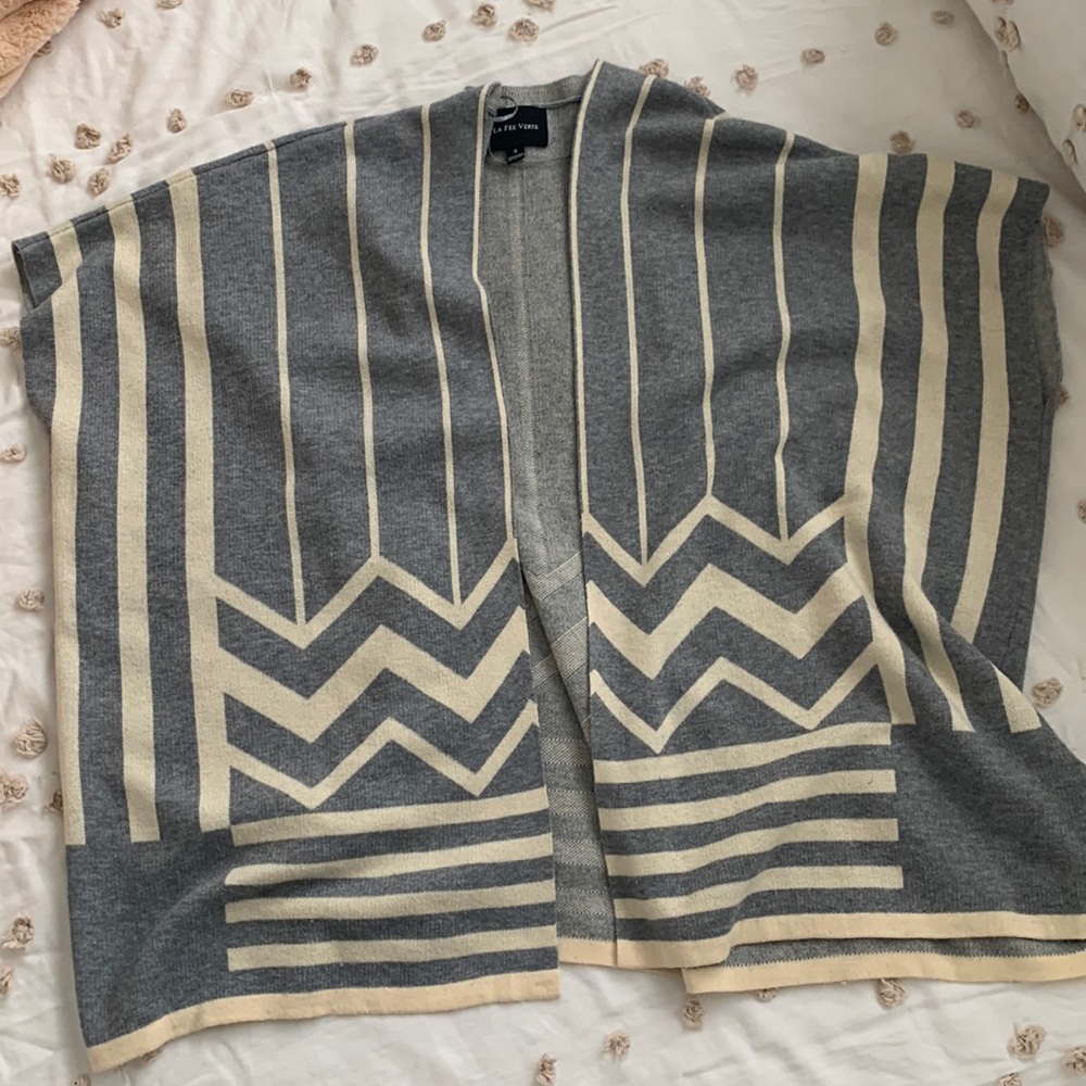 Cream and gray cardigan